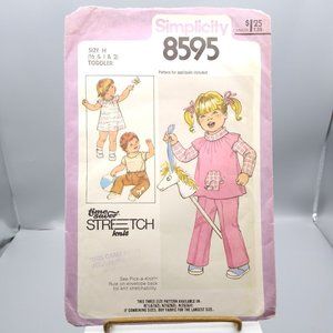 Vintage Sewing PATTERN Simplicity 8595, Toddlers 1978 Pullover Dress or Tunic